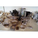 A mixed lot of Victorian and later items to include a Jackfield teapot and stand,