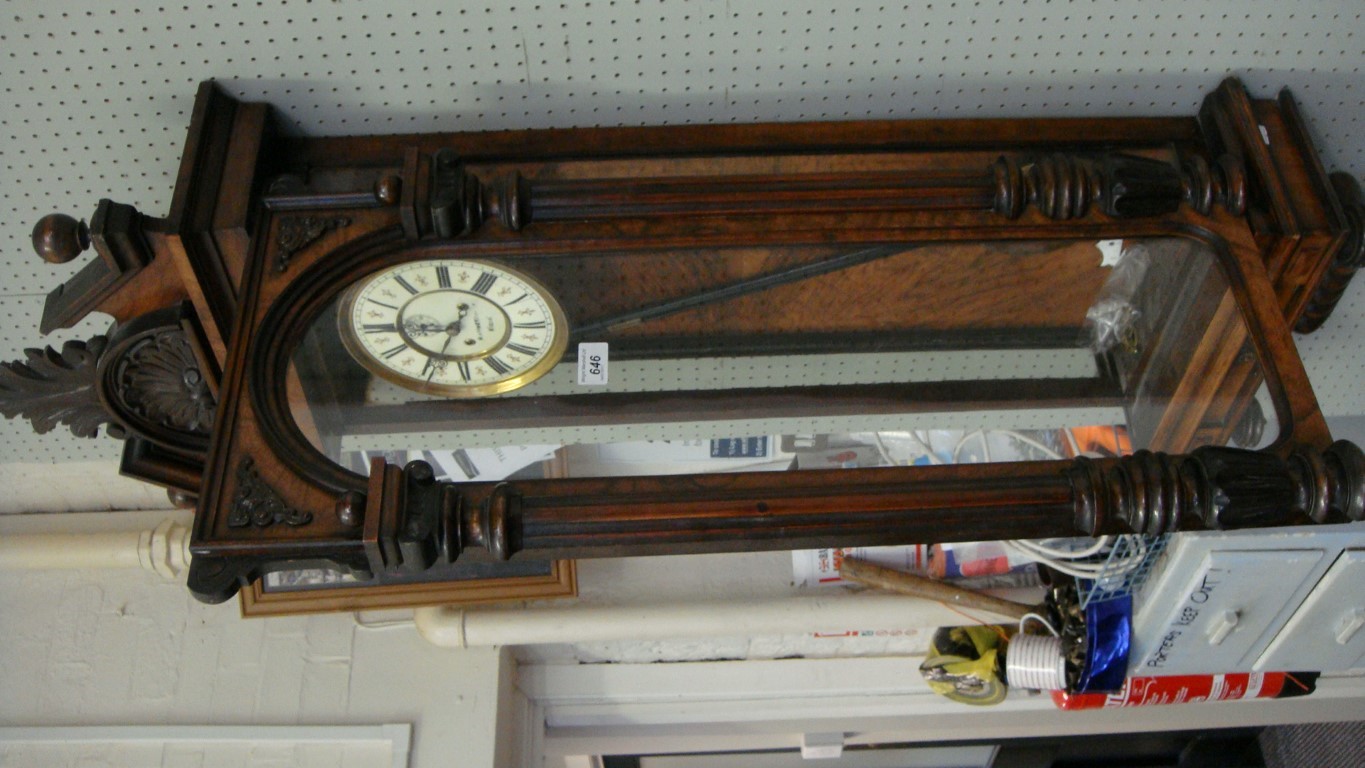 A 19th Century Continental walnut cased Vienna-type wall clock, - Image 7 of 8
