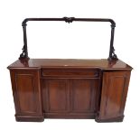 An Victorian mahogany mirror backed sideboard The large rectangular mirror with rounded top corners