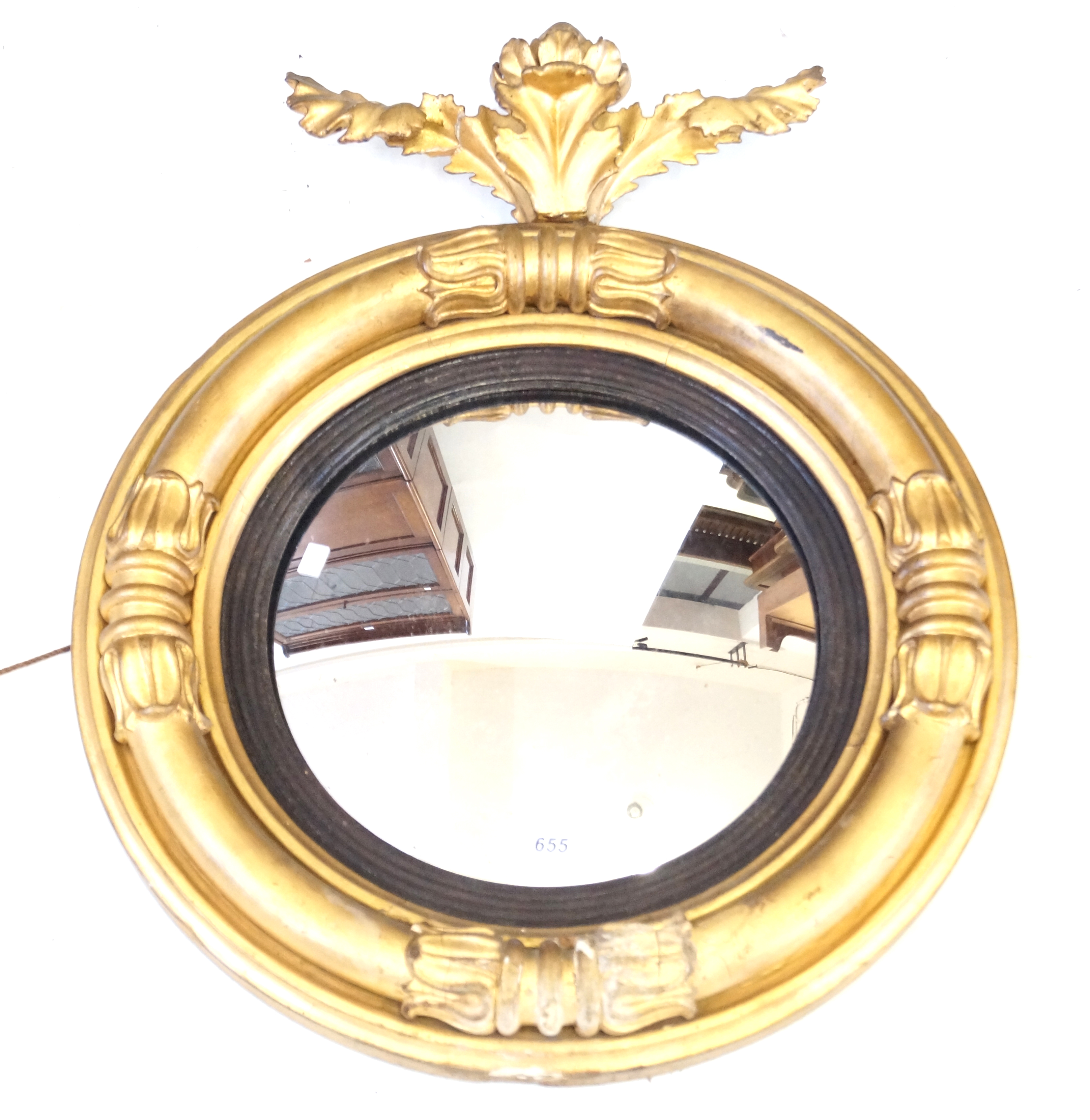 A Regency Period convex wall mirror 29cm circular mirror,