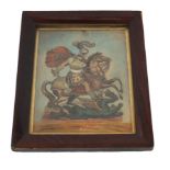 A Victorian three dimensional glitter picture Depicting St George and the Dragon,