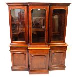 A Victorian style mahogany tall breakfront library bookcase,
