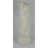 A Taeckens (20th Century) plaster figure Modelled in the form of a nude lady, raised on plinth base,