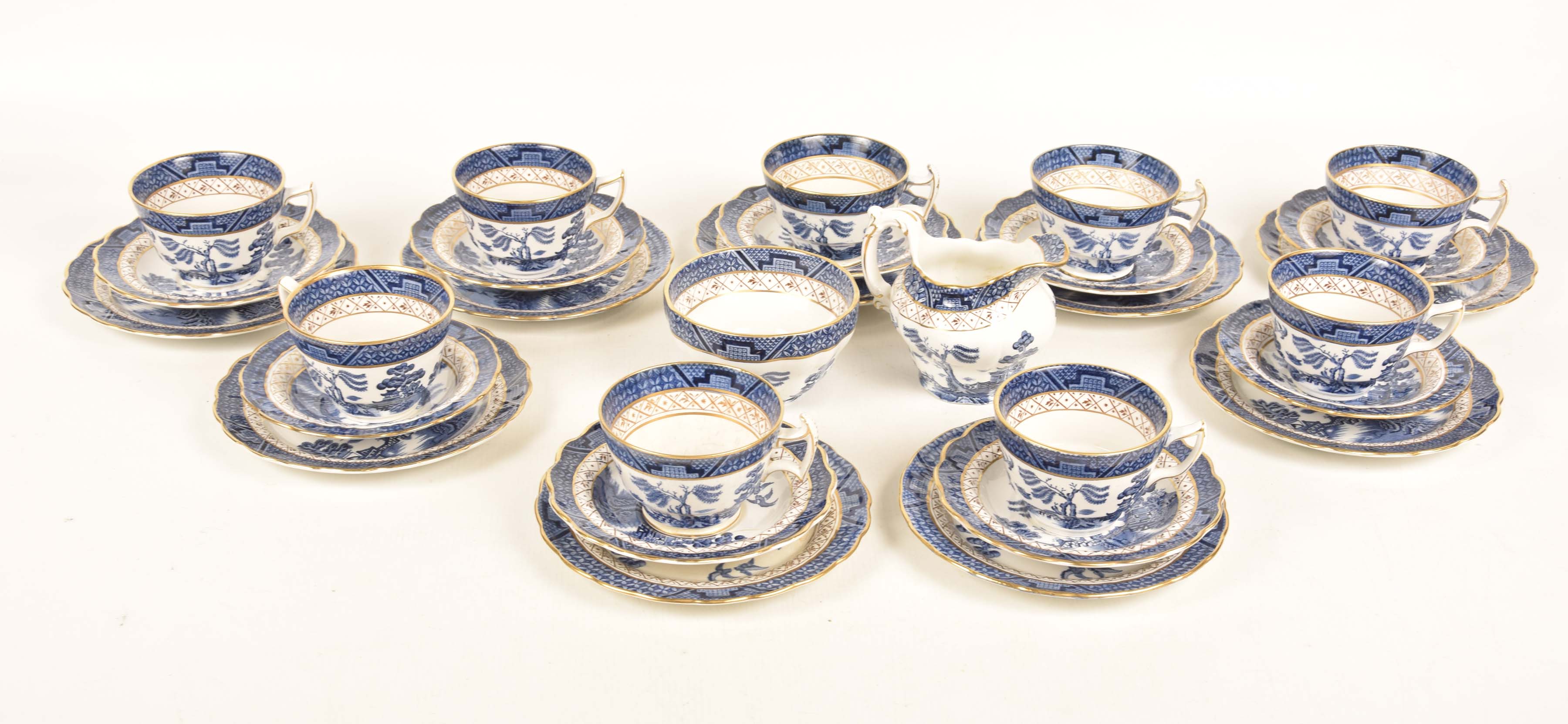 A quantity of Booth's old Willow blue and white tea wares To include side plates, cups and saucers,