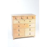 A 19th Century pine chest of drawers With a rectangular moulded top above four short spice drawers