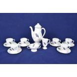 A Royal Doulton kingfisher pattern six piece coffee set Comprising six cups and saucers, sugar bowl,