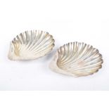 An Edwardian pair of silver butter dishers In the form of shells, by Henry Atkin, Sheffield 1902,