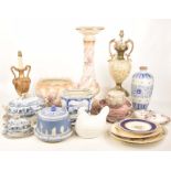 Blue and white and other decorative ceramics To include Chinese blue and white landscape vase and