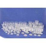 Two trays of Edwardian and later glassware To include goblets edged with leafy swags, tumblers,