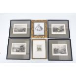 Six various paintings and prints To include four 19th Century coloured engravings Scottish