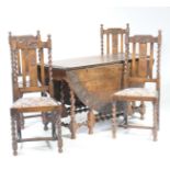 A 17th Century style oak drop leaf table,