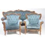 A French style three piece lounge suite,