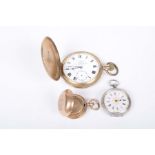 A gold plated full hunter keyless wind pocket watch Together with,