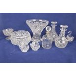 Collection of cut glass, mid-20th century To include a pair of decanters complete with stoppers,