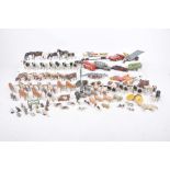 A collection of painted metal farm animals and diecast models To include various farm animals,