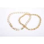 A 9k gold curb-link chain AF, together with, a 9k gold twist-link chain bracelet,