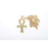 A 9k gold Ankh pendant and chain Weight approx.