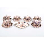 A Booths "Rajah" Japan pattern tea service Comprising six lidded two handled cups,