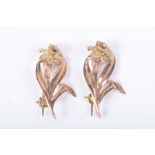 Two 9k Welsh bi-coloured gold brooches, possibly Clogau In the form of daffodils,