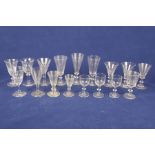 A collection of 19th Century and later glassware To include ale glasses with knopped stems,