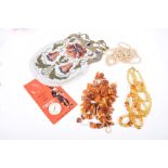 A string of faceted amber style beads Togther with a string of rough amber beads AF,