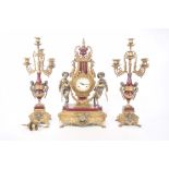 A substantial Italian made clock garniture,