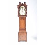 A George III oak and mahogany crossbanded longcase clock, G Wharmby,