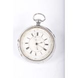 A silver chronograph pocket watch Of conventional form, with gold tone hands, hallmarked Chester,