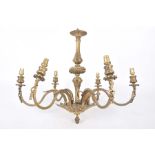 A gilt metal six branch ceiling light,