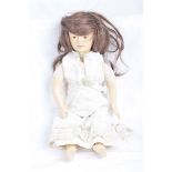 A Continental style composition shoulder doll With brown hair,