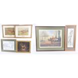 A pair of coloured prints of hunting scenes,