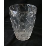 A contemporary studio glass vase of tapering form Having engraved floral decoration, signed to base,