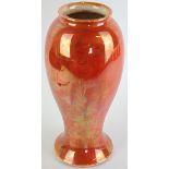 A Ruskin orange lustre vase Of inverted baluster form,