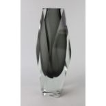 A large Luigi Mandruzzato for Murano glass vase Of diamond form, decorated in a grey colourway,