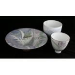 Three pieces of Wied & Diedrik Henning studio pottery To include pedestal bowl, height 11cm,