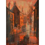 Keith English (British, 20th Century) - 'St Ives Street Scene' Oil on board,