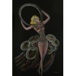 Hshiuk Polish School (20th Century) 'Circus Performer' Art Deco semi nude female figure,