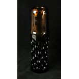 A contemporary Czech glass vase of cylindrical form Designed by Beranek, having moulded decoration,