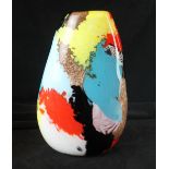 A contemporary glass vase of baluster form In the style of Murano having internal multi-coloured