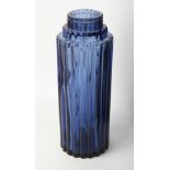 A Lalique France moulded glass 'Worth' perfume bottle Of cylindrical form with ribbed decoration,