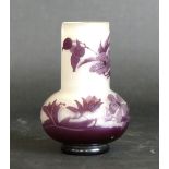 An Emile Galle (1846-1904) cameo glass vase Of baluster form, having floral decoration, signed,