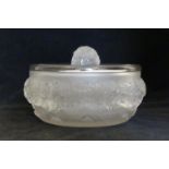 A Rene Lalique frosted glass lidded bowl Decorated in the 'Primeveres', stencil mark to base,