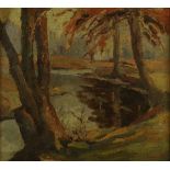 J D Howard (20th Century) 'Outback Stream' Oil on board, signed, inset in gilt frame,