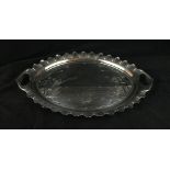 An excellent quality Aesthetic Movement twin handled silver-plated tray Of oval form,