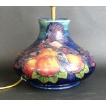 A modern Moorcroft pottery table lamp Of squat baluster form,