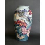 A large and impressive modern Moorcroft trial vase Of ovoid form, decorated with storks,