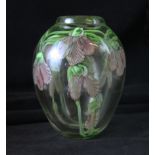 A contemporary glass vase of ovoid form Having internal multi-coloured floral decoration, height 14.