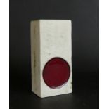 A Carn Pottery Red Spot box vase Having central red spot to centre, printed marks to base,