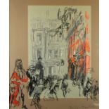 Feliks Topolski (1907-1989) 'Kings Bench' Limited edition coloured lithograph print,