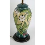 A modern Moorcroft pottery table lamp Of inverted baluster form,